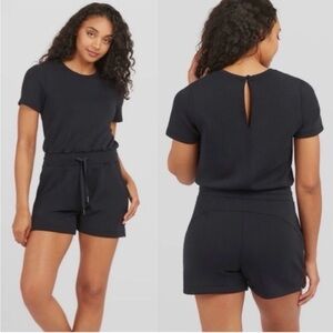 Spanx Air Essentials Short Sleeve Romper In Black Size XL